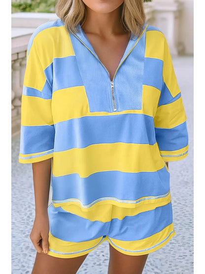 Half-Zip Striped Oversized Set