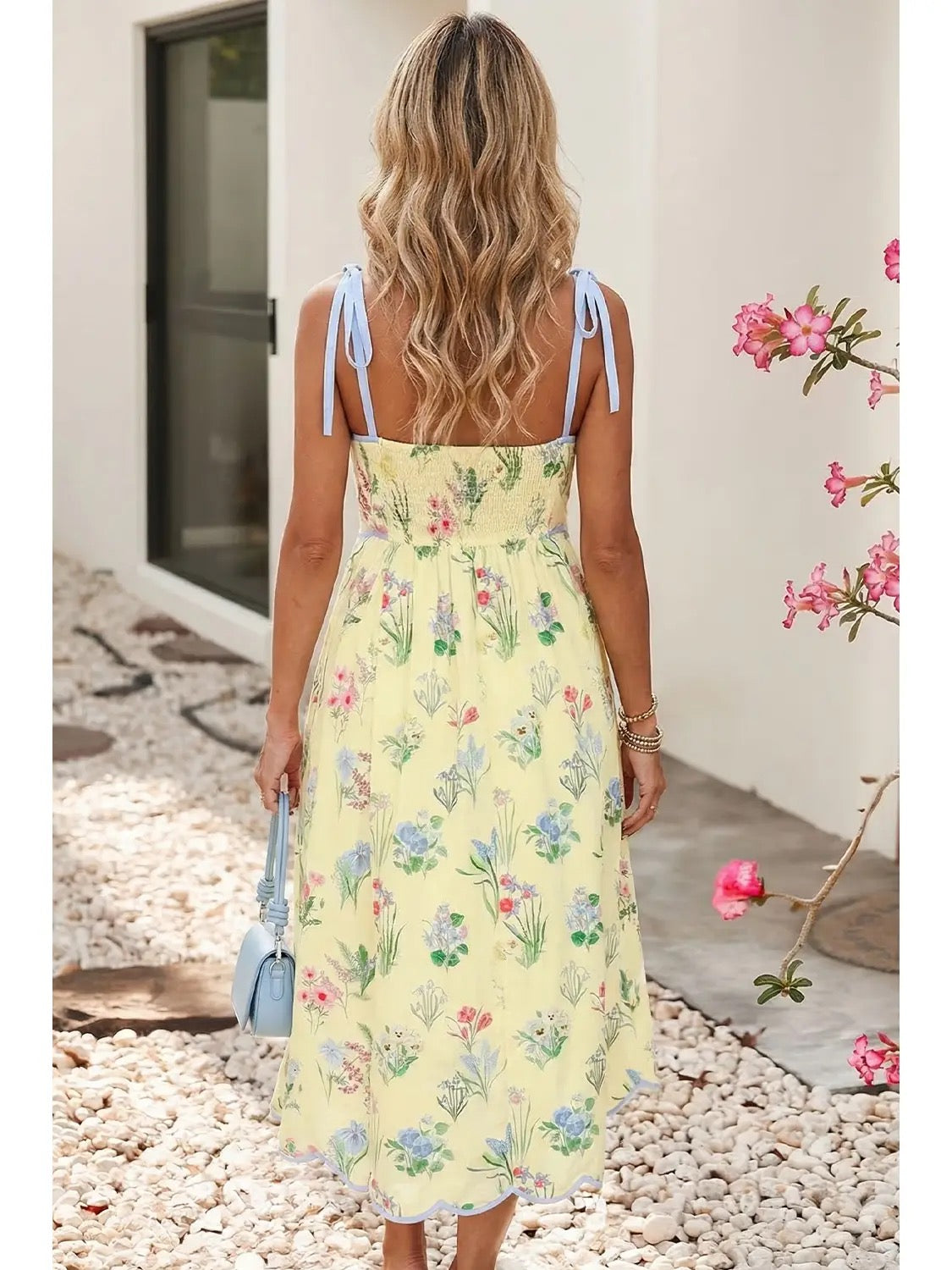 Floral Scalloped-Trim Dress
